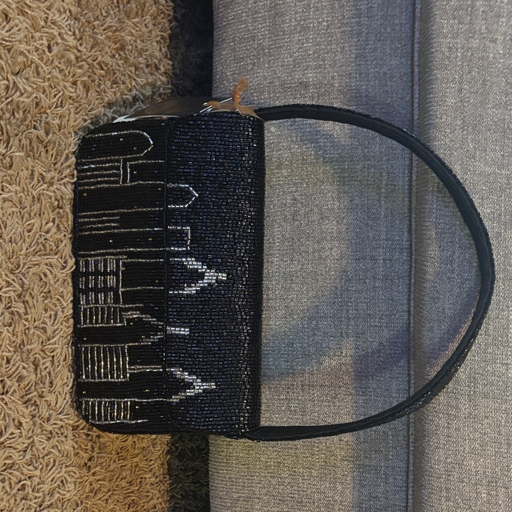 City Black Beaded Handbag